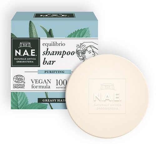 Nae shampoo solido capelli grassi equilibrio shampoo ecologico vegano estratti salvia menta biologici 85 gr