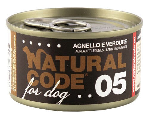 Natural code 05 agnello e verdure cani adulti lattina 90g