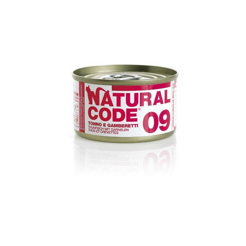 Natural code 09 tonno e gamberetti gatti adulti lattina 85g