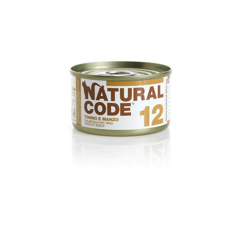 Natural code 12 pollo e manzo gatti adulti lattina 85g