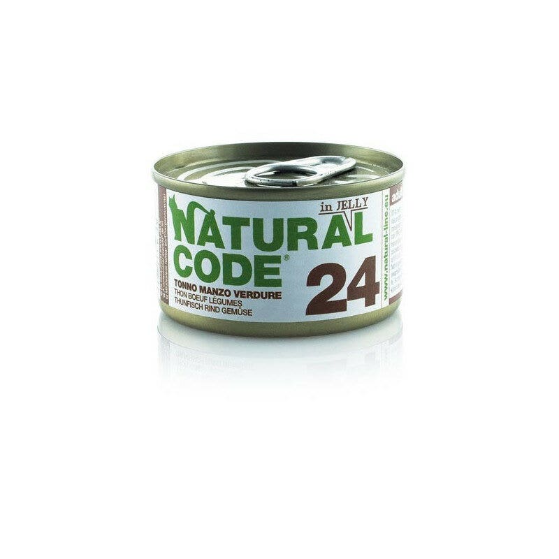 Natural code 24 tonno manzo e verdure gatti adulti lattina 85g