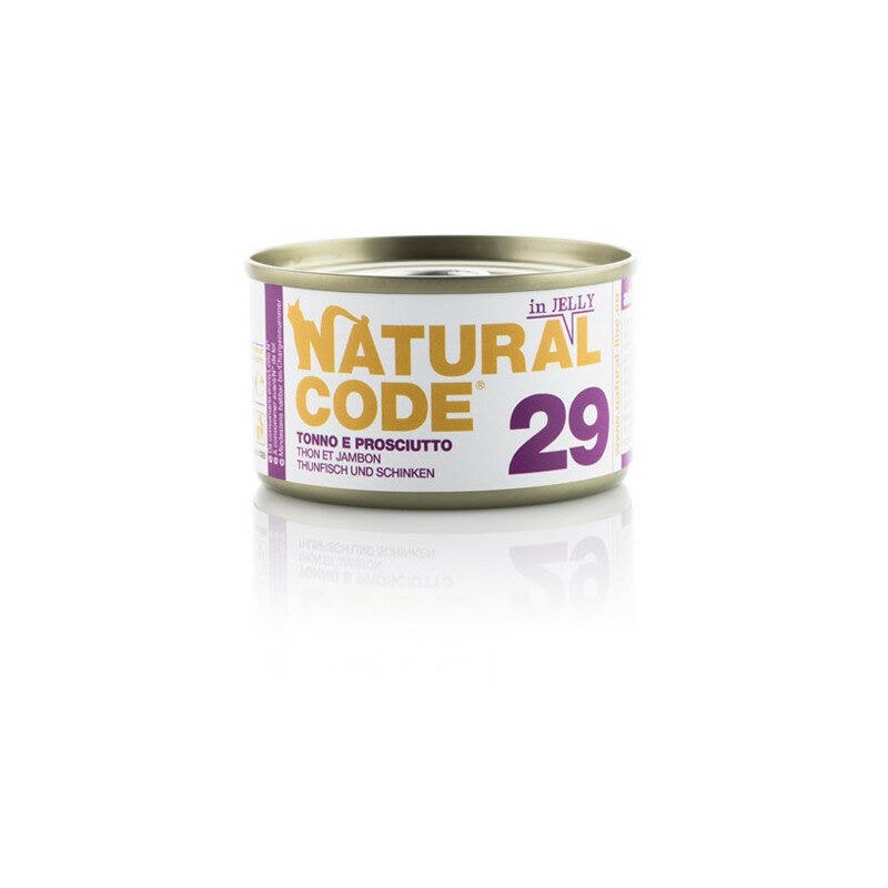 Natural code 29 tonno e prosciutto gatti adulti lattina 85g