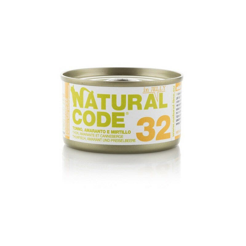 Natural code 32 tonno amaranto e mirtilli gatti adulti lattina 85g