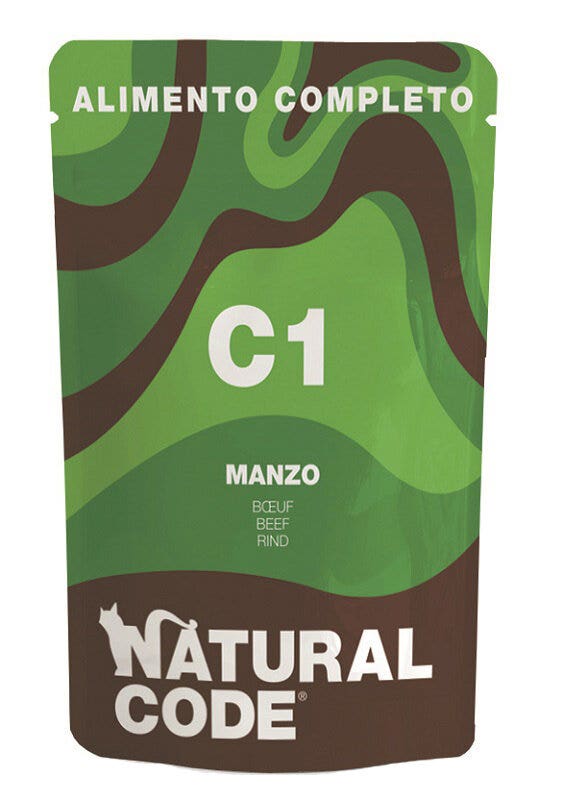 Natural code c1 manzo gatti adulti busta 70g