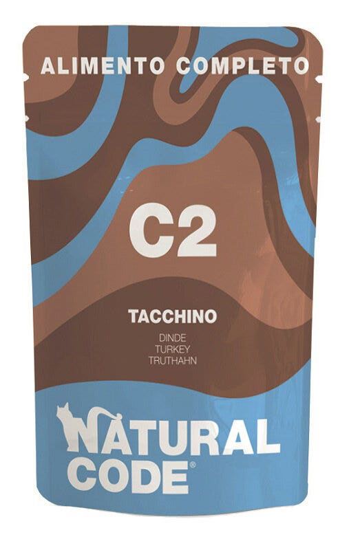 Natural code c2 tacchino gatti adulti busta 70g