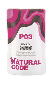 Natural code p03 pollo, agnello e patate gatti adulti busta 70g