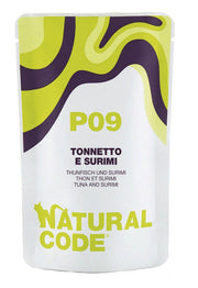 Natural code p09 tonnetto e surimi gatti adulti busta 70g