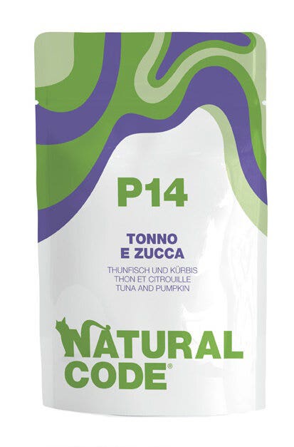 Natural code p14 tonno e zucca gatti adulti busta 70g