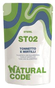 Natural code st02 tonnetto e mirtilli gatti adulti sterilizzati busta 70g