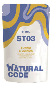 Natural code st03 tonnetto e mirtilli gatti adulti sterilizzati busta 70g