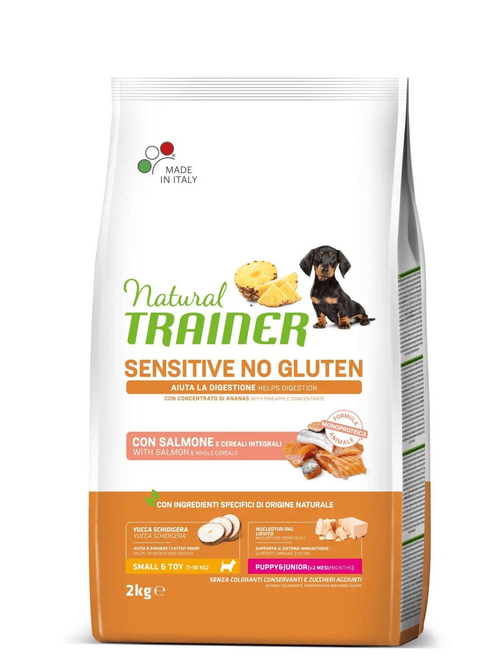 Natural trainer cane sensitive no gluten small & toy puppy & junior con salmone 800g