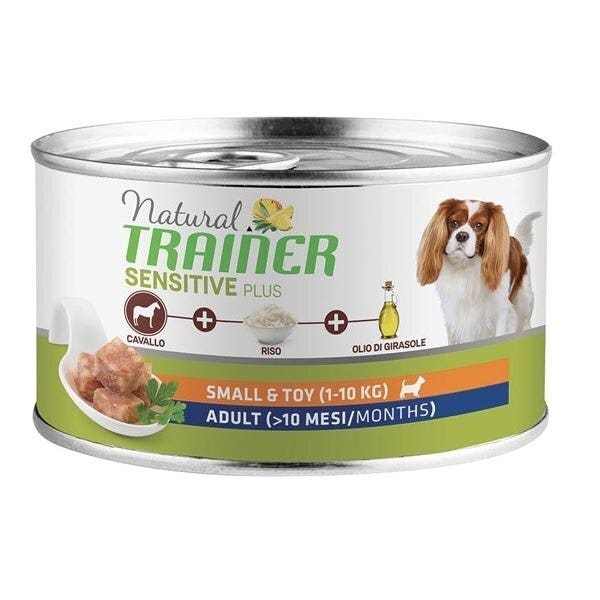 Natural trainer cane sensitive plus no gluten small & toy adult con cavallo e riso 150g