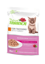 Natural trainer gatto kitten & young con tacchino bocconcini in salsa 85g