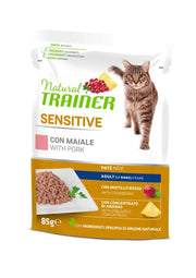 Natural trainer gatto sensitive adult con maiale patÃ© 85g