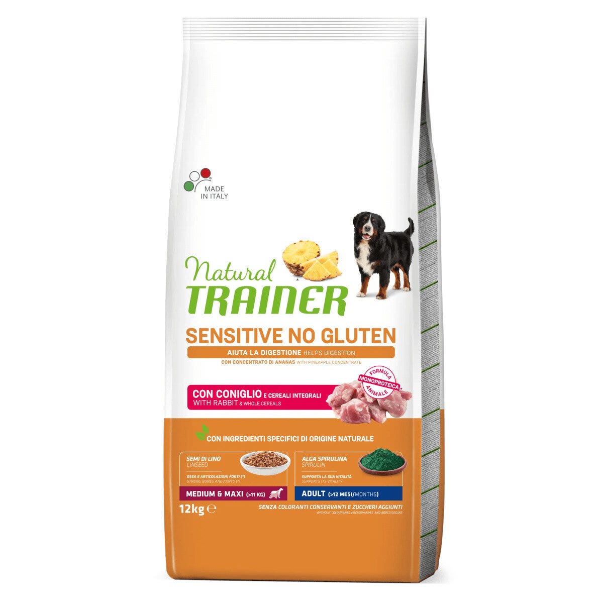 Natural trainer sensitive no gluten medium & maxi adult con coniglio per cani adulti 12kg