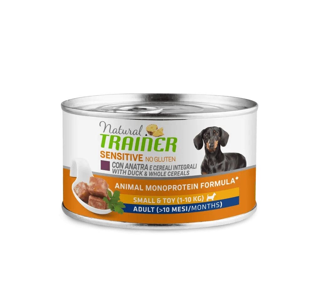 Natural trainer sensitive no gluten small & toy adult con anatra e cereali integrali 150g
