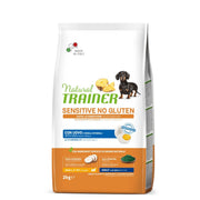 Natural trainer sensitive no gluten small & toy adult con uovo e cereali integrali per cani toy 2kg