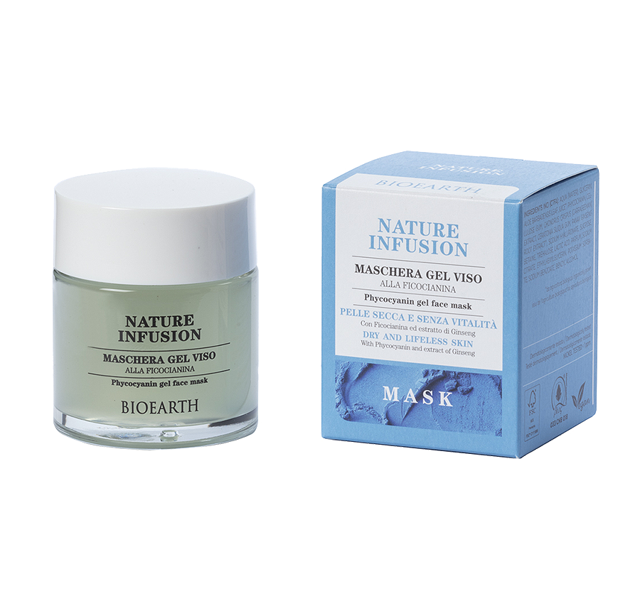 Nature infusion maschera gel viso ficocianina 100 ml pelle secca e senza vitalita'