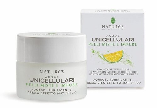 Nature's acque unicellulari aquagel crema viso effetto mat spf20 50 ml