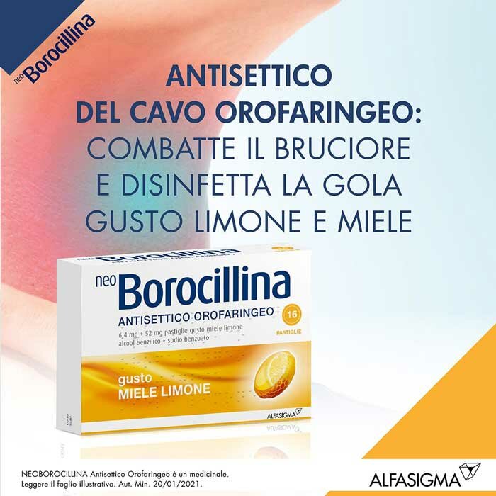 Neo Borocillina Antisettico Orofaringeo Limone e Miele 16 Pastiglie