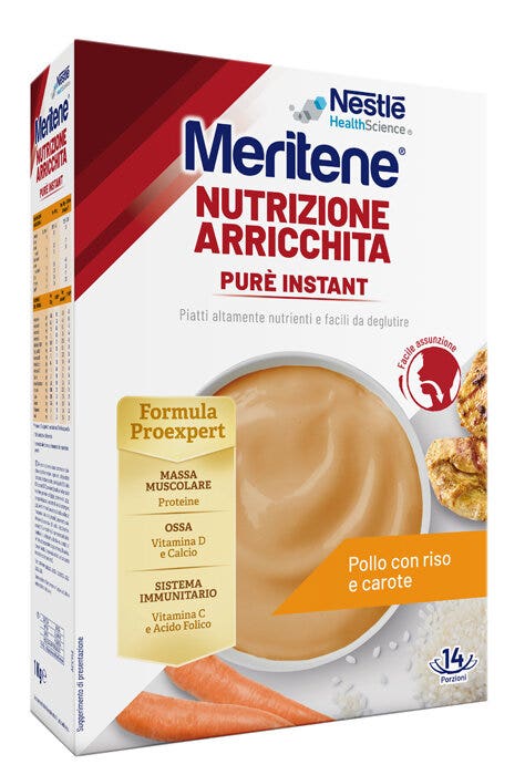 NestlÃ© meritene nutrizione arricchita purÃ¨ instant pollo con riso e carote 1kg
