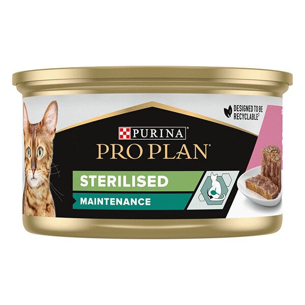 Nestle' purina pro plan sterilised gatto pate' salmone e tonno lattina 85g