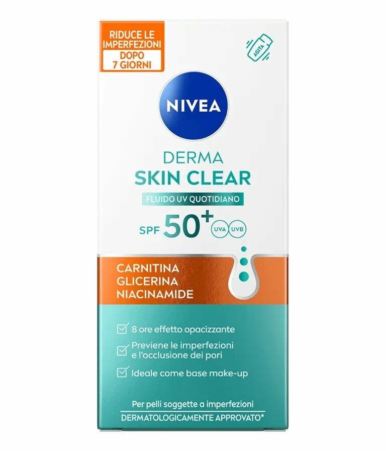 Nivea derma skin clear fluido uv quotidiano spf50+ opacizzante viso 40ml