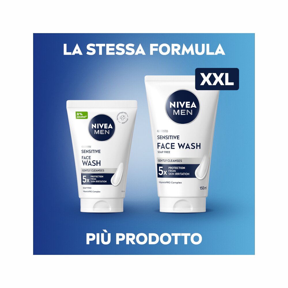 Nivea men sensitive gel detergente viso uomo xxl 150ml
