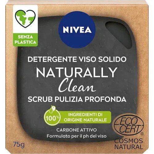 Nivea Naturally Clean Detergente Solido Scrub Pulizia Profonda al Carbone Attivo 75g