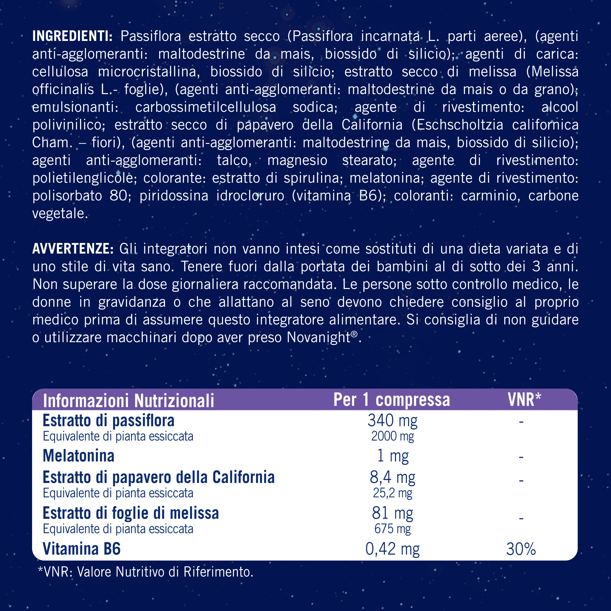 Novanight Integratore Per il Sonno 30 Compresse