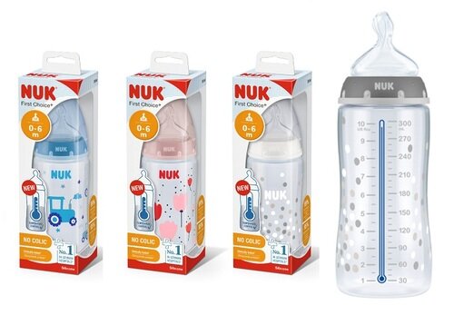 Nuk biberon first choice+ temperature control in polipropilene da 300 ml tettarella in silicone 0-6 mesi