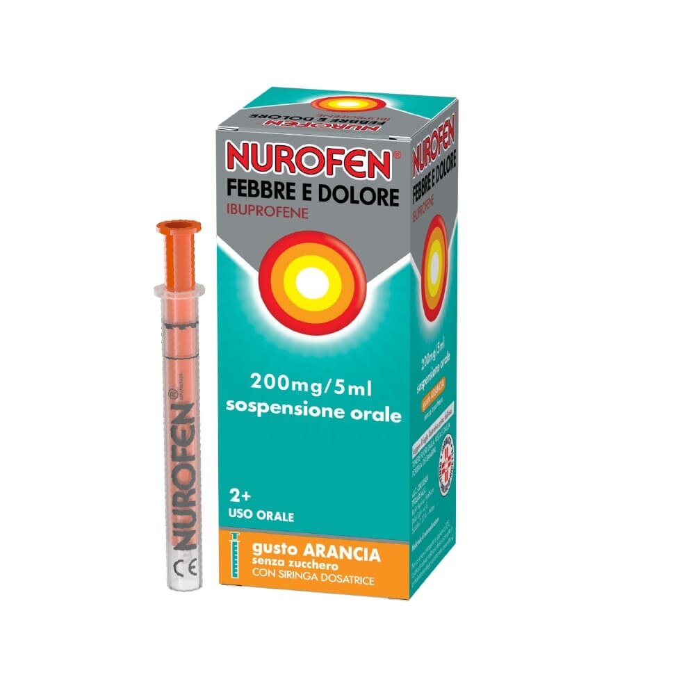 Nurofen Febbre e Dolore Bambini 200 mg/5 ml Sospensione Orale Arancia 100 ml