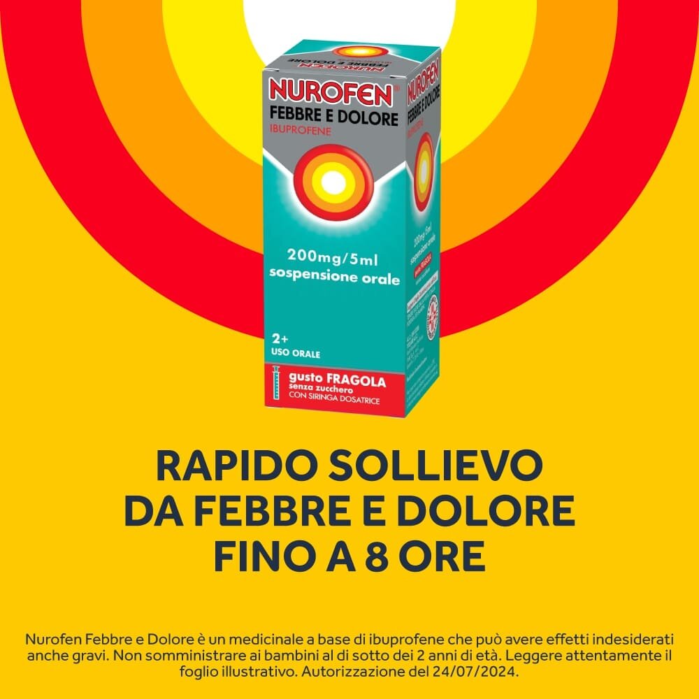 Nurofen Febbre e Dolore Bambini 200 mg/5 ml  Sospensione Orale Fragola 100 ml