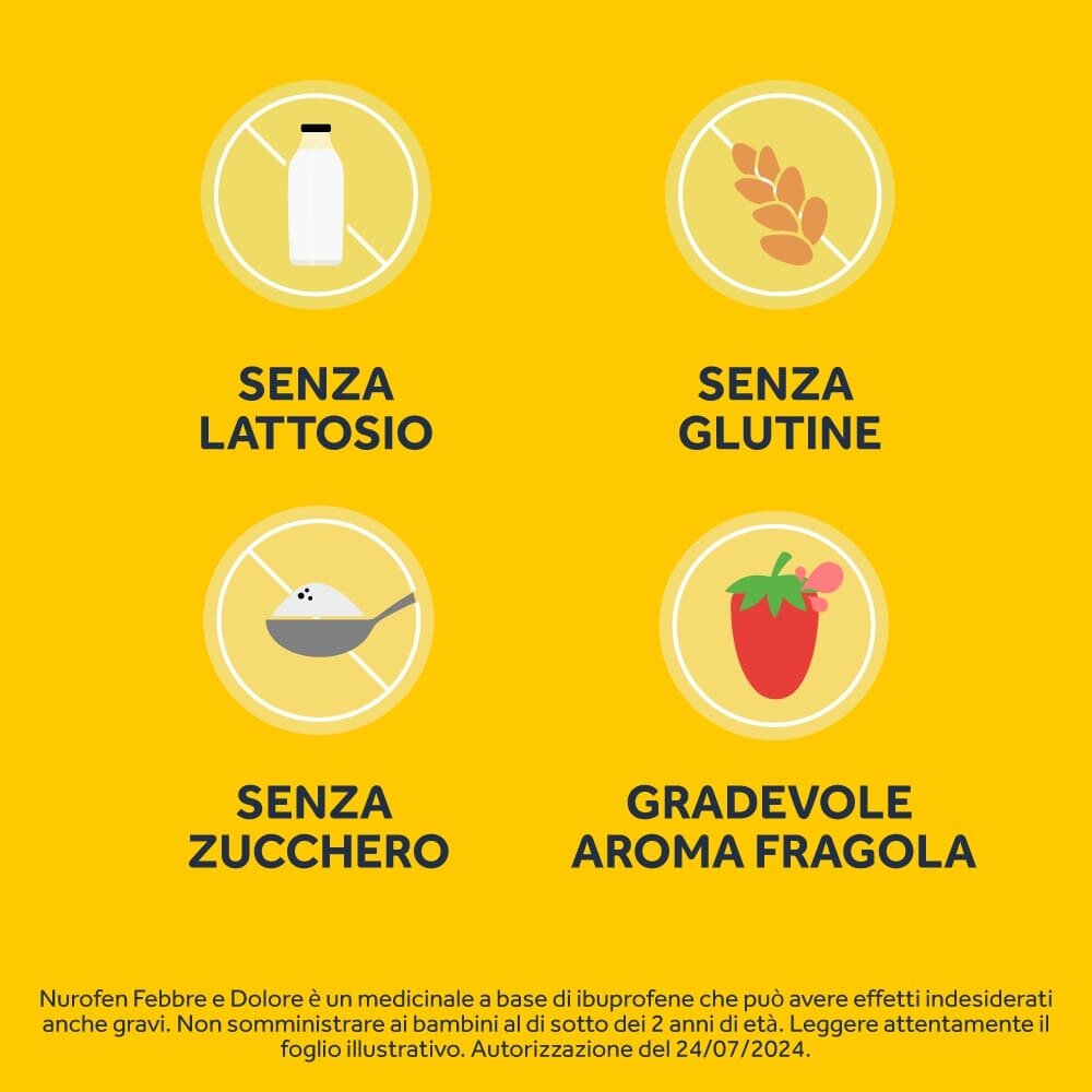 Nurofen Febbre e Dolore Bambini 200 mg/5 ml  Sospensione Orale Fragola 100 ml