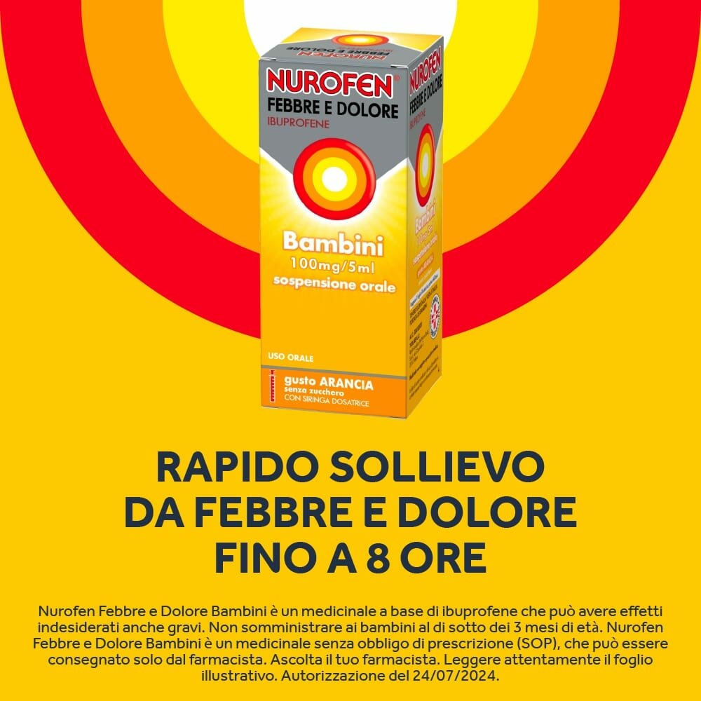 Nurofen Febbre e Dolore Bambini Ibrupofene Sospensione orale Arancia 100mg/5ml