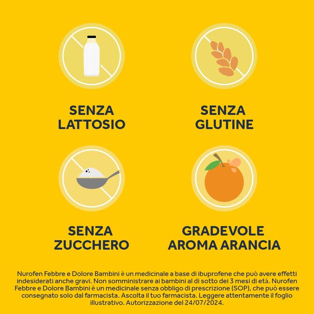 Nurofen Febbre e Dolore Bambini Ibrupofene Sospensione orale Arancia 100mg/5ml
