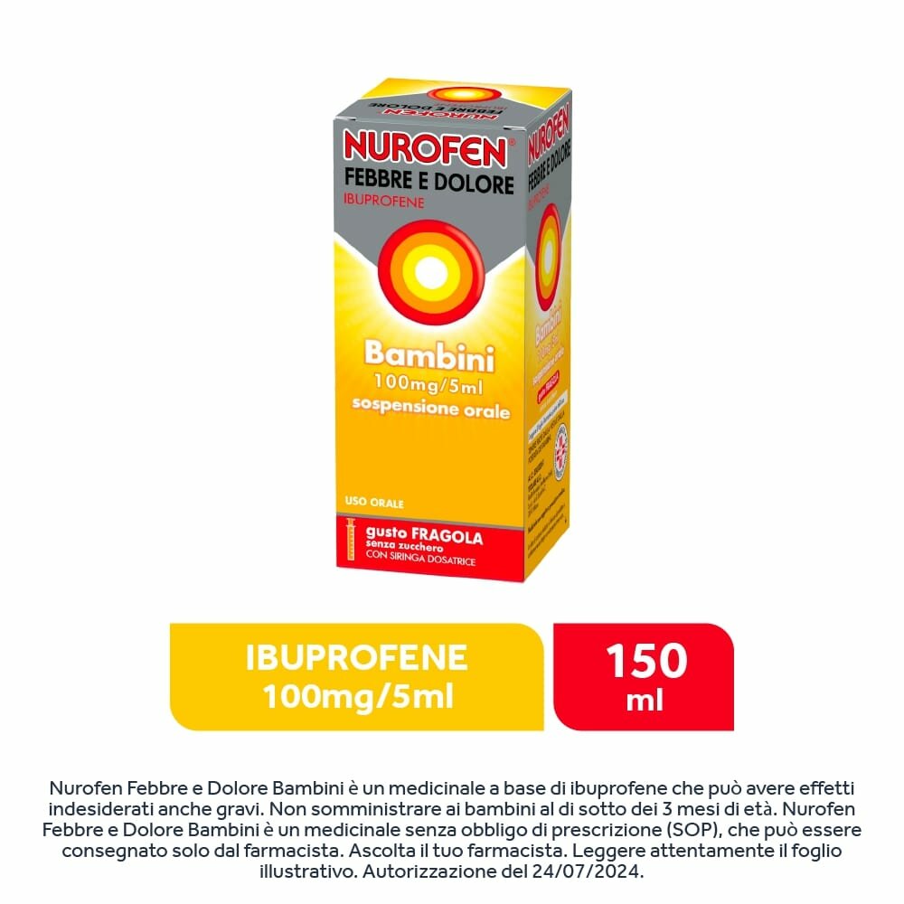 Nurofen Febbre e Dolore Bambini Ibuprofene Sospensione orale Fragola 150 ml