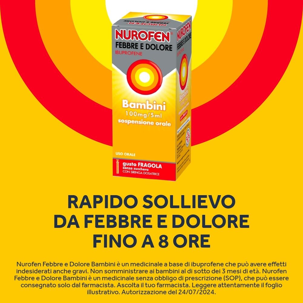 Nurofen Febbre e Dolore Bambini Ibuprofene Sospensione orale Fragola 150 ml