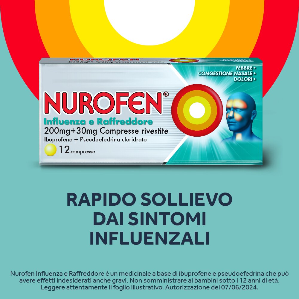 Nurofen Influenza e Raffreddore 12 Compresse Rivestite 200 mg + 30 mg
