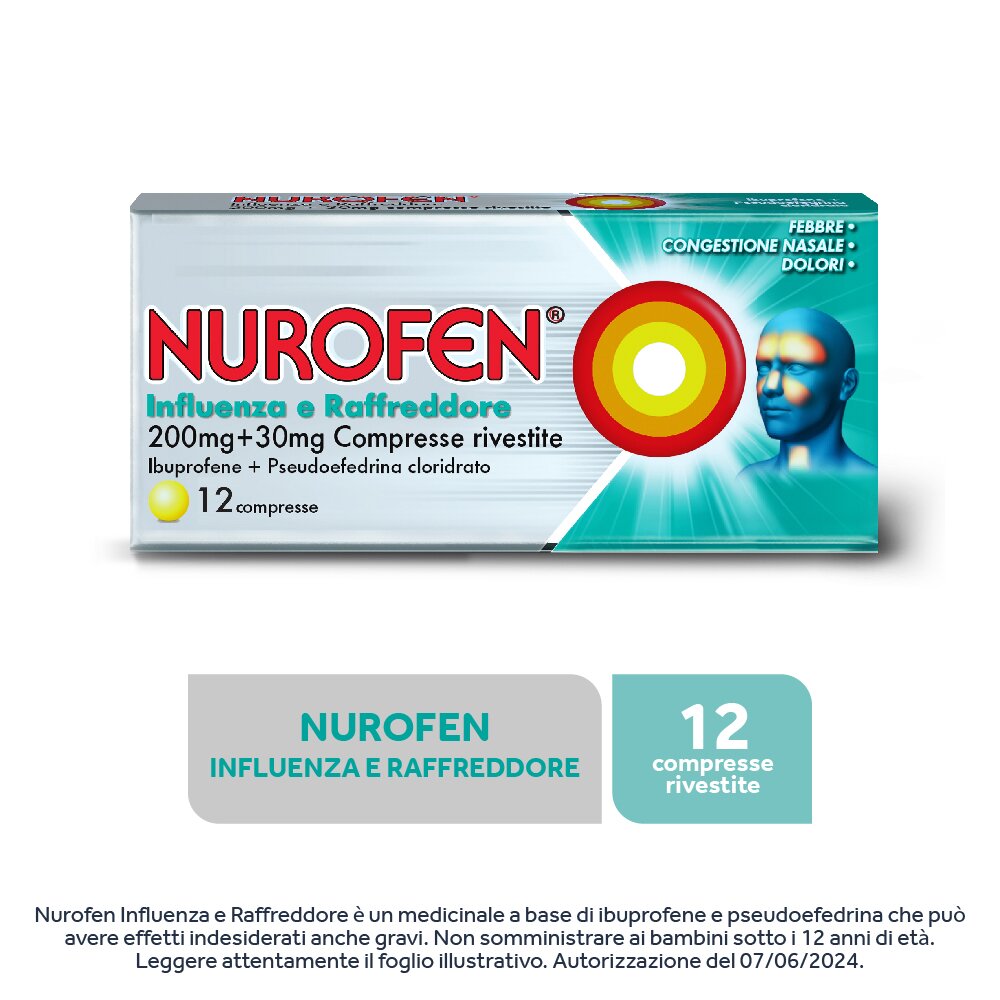 Nurofen Influenza e Raffreddore 12 Compresse Rivestite 200 mg + 30 mg