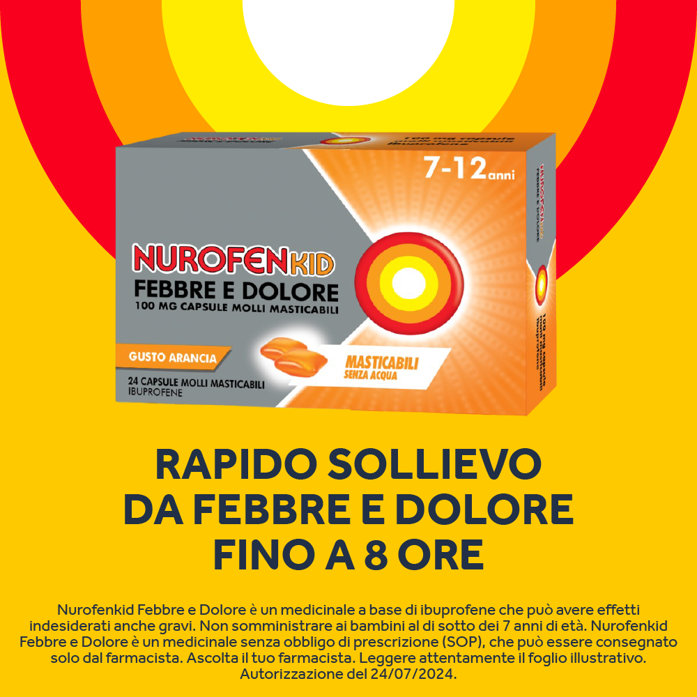 NurofenKid Febbre e Dolore 100 mg 24 Capsule