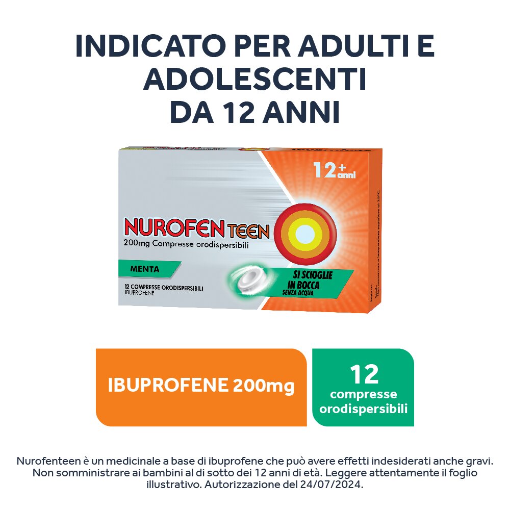 Nurofenteen 200 mg Menta 12 Compresse Orodispensabili