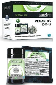 Nutriva vegan d3 60 compresse in flacone di vetro + ricarica da 60 compresse in busta