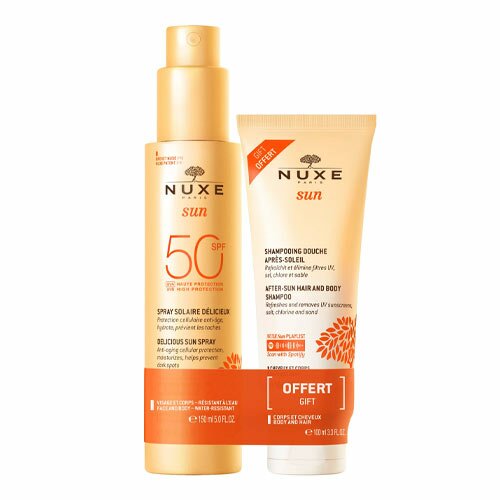Nuxe Kit Sun latte spray spf50 + Shampoo Doccia Doposole