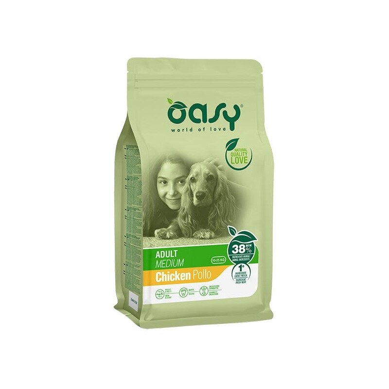 Oasy adult medium con pollo per cani adulti 3kg