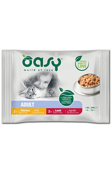 Oasy bocconcini in salsa per gatti adulti multipack meat selection 4x85g