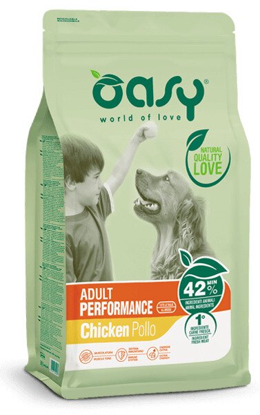 Oasy cane adult performance crocchette con pollo per cani sacco 12 kg