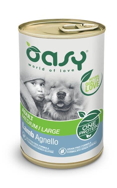 Oasy cibo umido agnello per cani adulti taglia media/grande 400g
