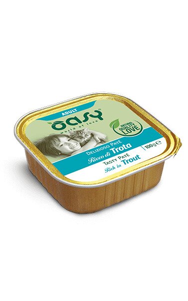 Oasy delizioso patÃ© per gatti adult ricco di trota 100g