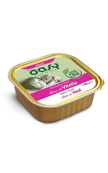 Oasy delizioso patè per gatti adult ricco di vitello 100g